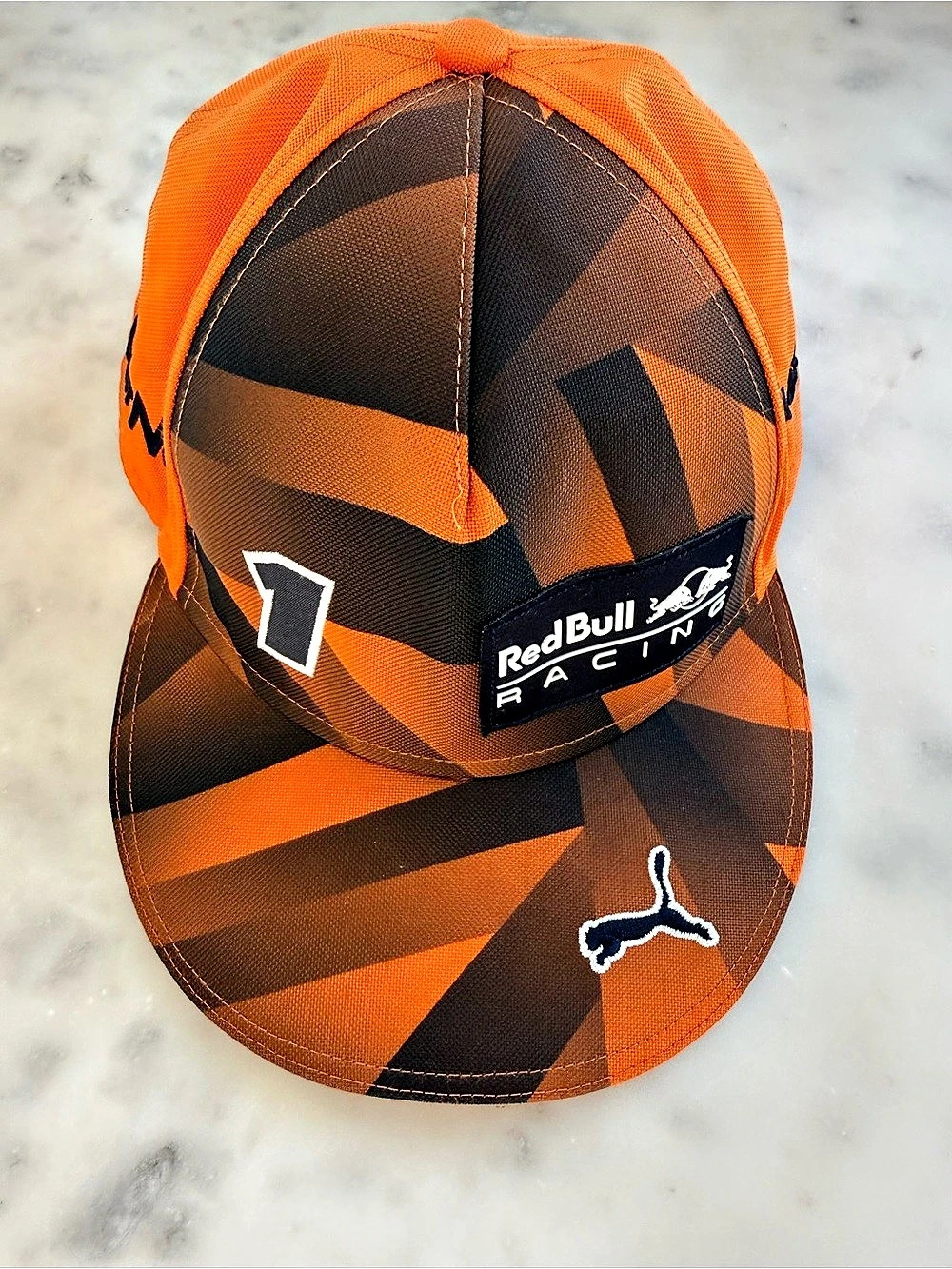 PUMA SE Pima Way 1 Geometric Orange & Black Hat Like New